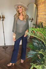 V-Neck Crochet Sweater