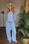 Wideleg Flowy Pant With Tie Belt