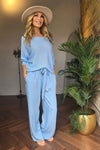 Wideleg Flowy Pant With Tie Belt