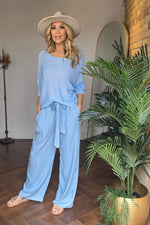 Wideleg Flowy Pant With Tie Belt