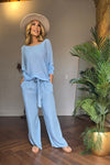 Wideleg Flowy Pant With Tie Belt