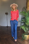 Wideleg Flowy Pant With Tie Belt