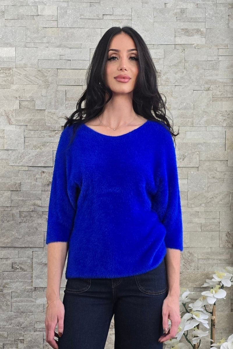 Fuzzy 3/4 Sleeve Sweater