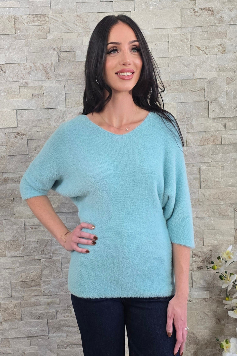 Fuzzy 3/4 Sleeve Sweater
