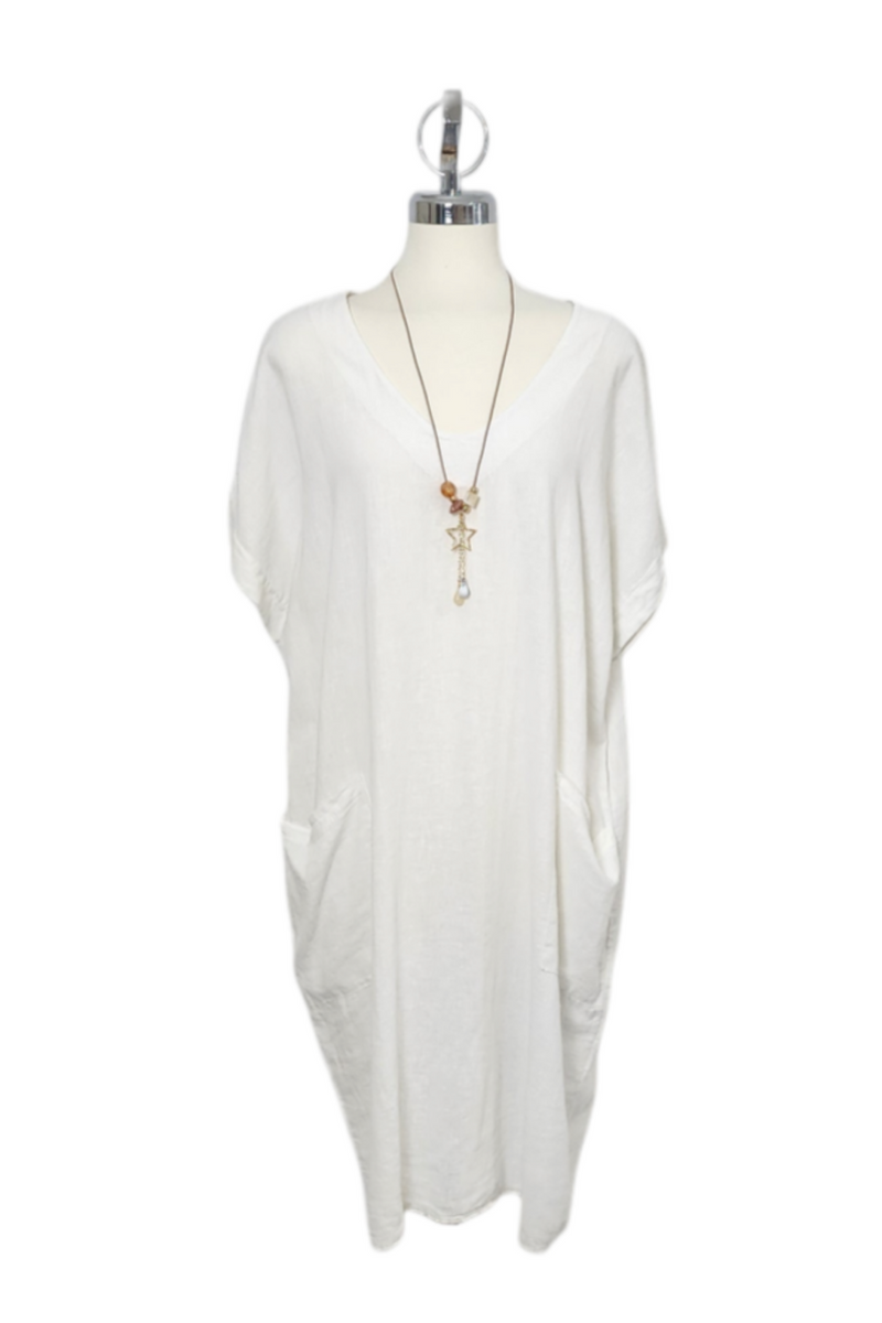 Linen Dress with Front Pockets