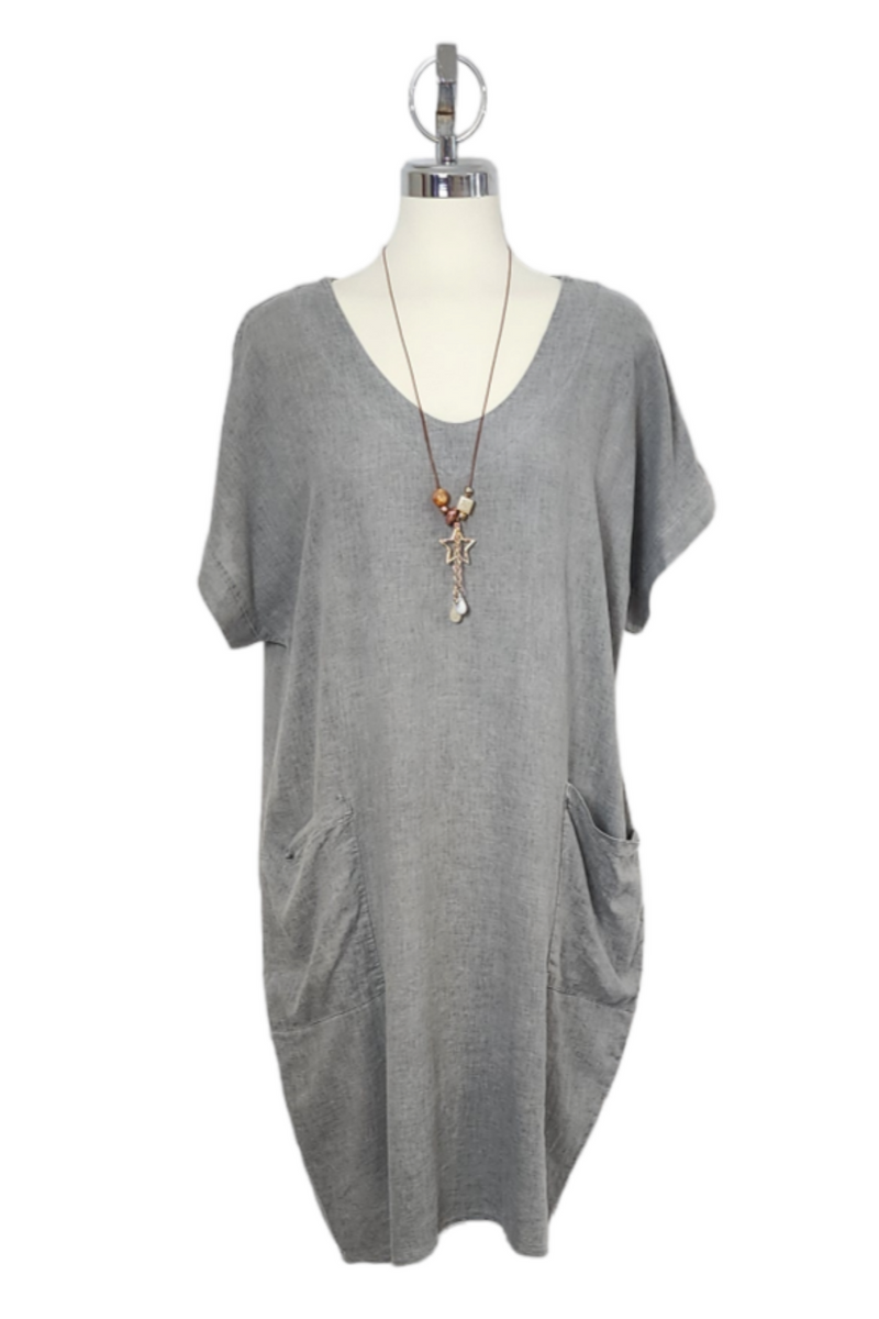 Linen Dress with Front Pockets