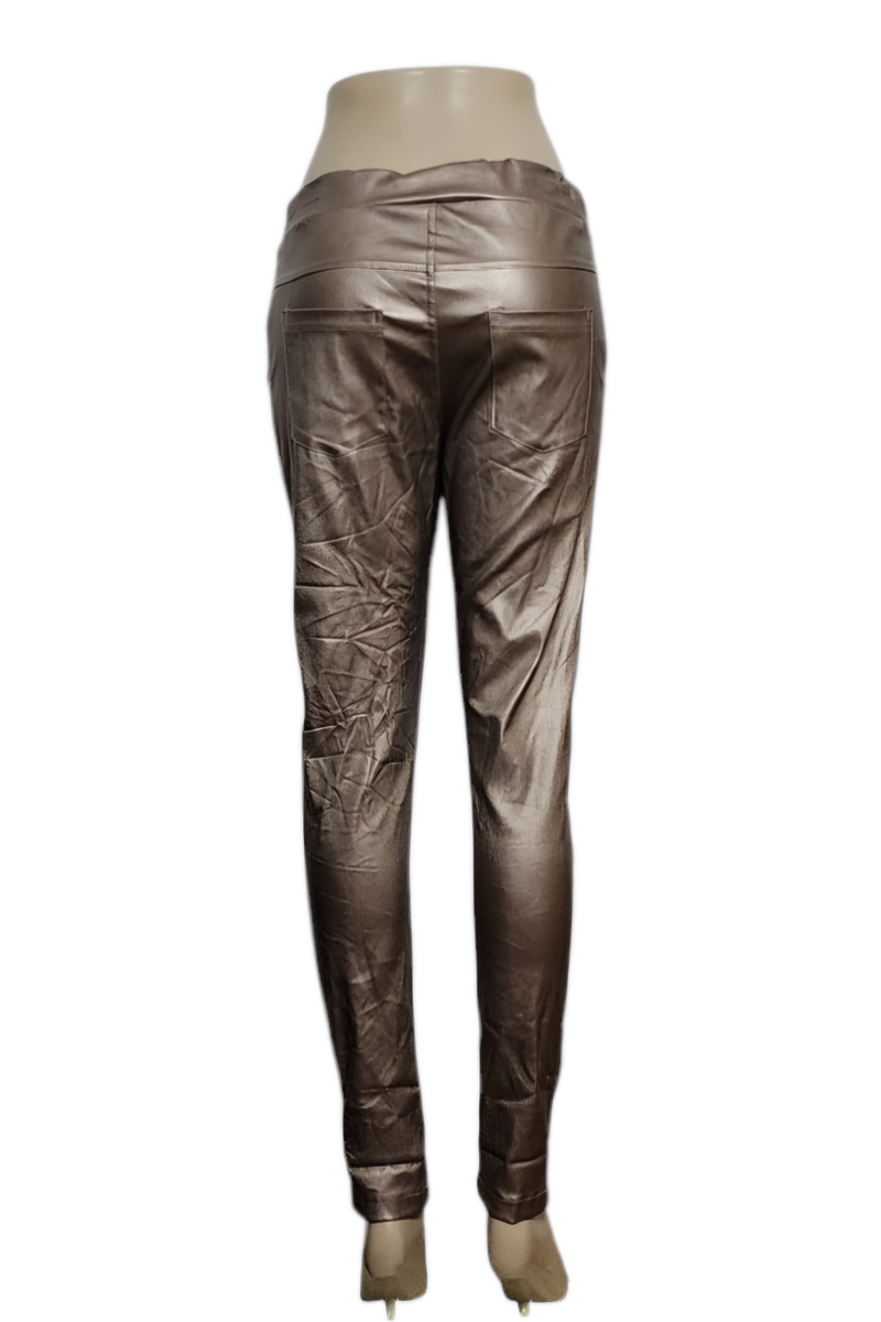 Metallic Faux Leather Crinkle Joggers