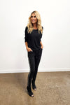 Blk Crinkle Joggers With Studs