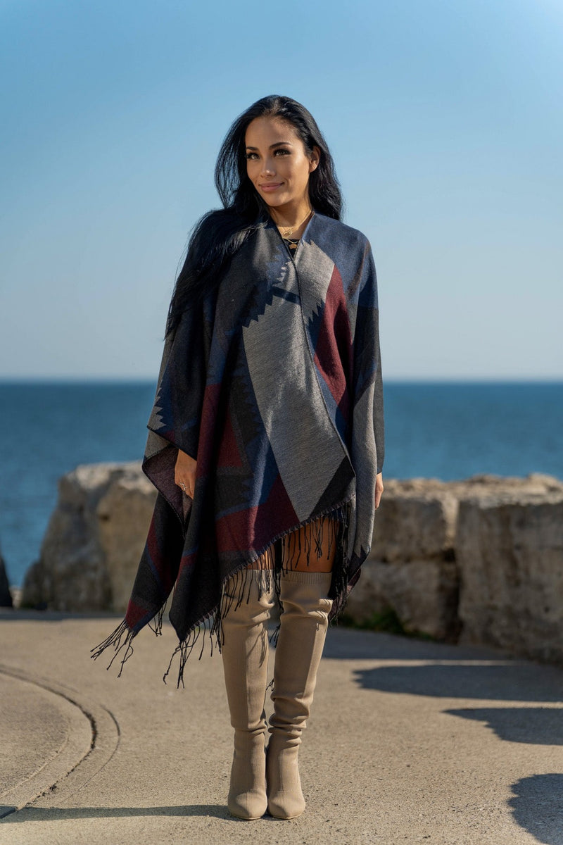 Multi Coloured Print Cape